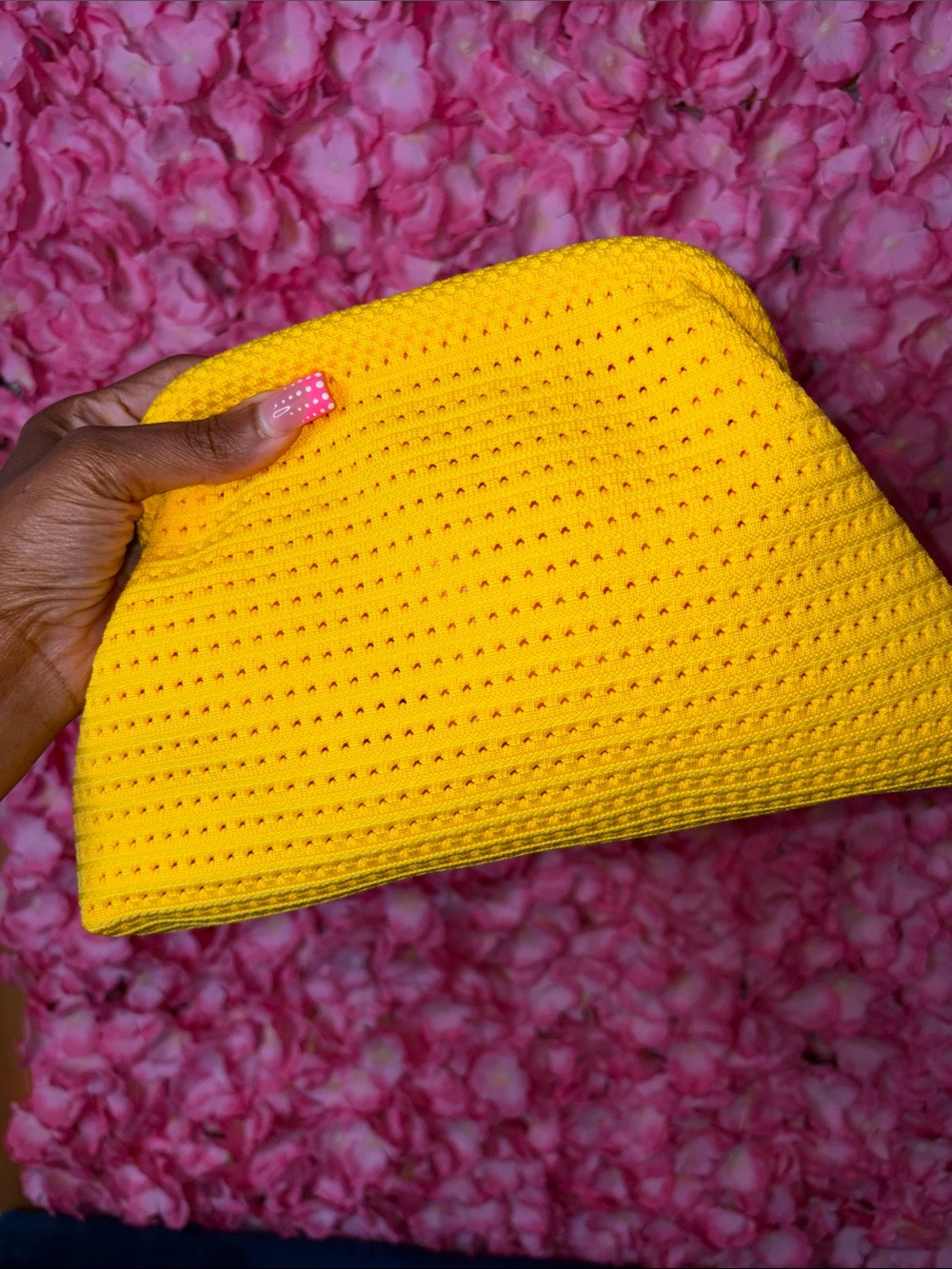Yellow Crochet Clutch Bag - Women